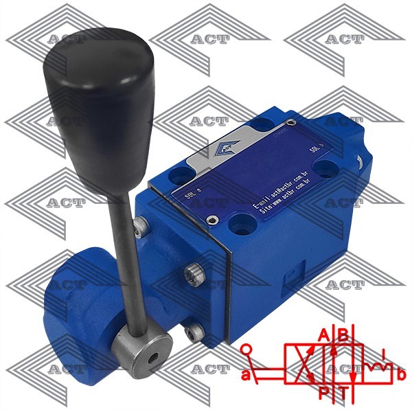 A Válvula Direcional Manual 4WMM6-C6X/F é uma válvula direcional com êmbolo de acionamento mecânico ou manual, montada conforme requisitos da ISO 4401.