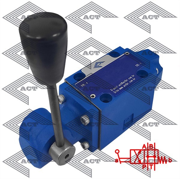 A Válvula Direcional Manual 4WMM6-HA6X é uma válvula direcional com êmbolo de acionamento mecânico ou manual, montada conforme requisitos da ISO 4401.